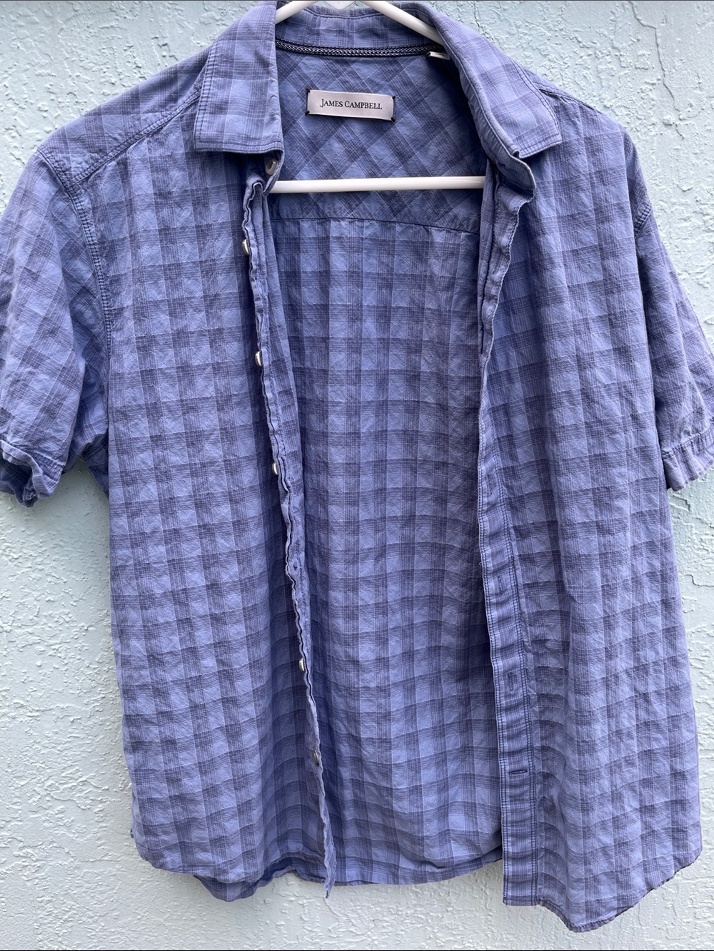 James Campbell Men's Short-Sleeve Button-Down Shirt in Blue Plaid